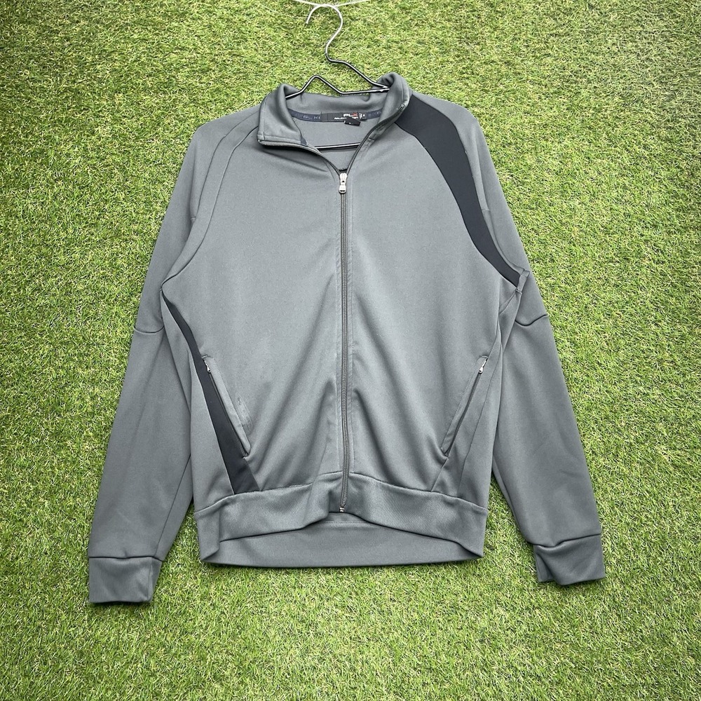 RLX Ralph Lauren Track Jacket Mens Medium Gray Full Zip Performance Stretch Golf